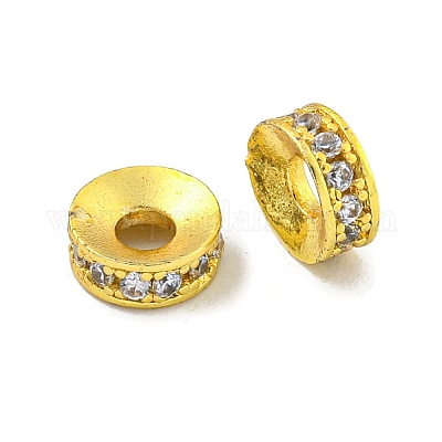 Бусины-проставки из латуни с кубическим цирконием KK-L215-004B-G04-1