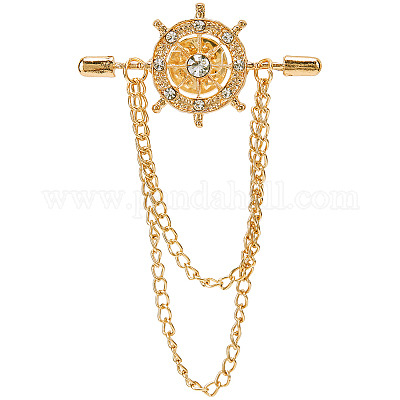 2 шт. брошь-цепочка в виде шлема из цинкового сплава с хрустальными стразами FIND-GF0006-83G-1