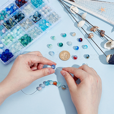 288 шт. 24 вида стеклянных круглых бусин с эффектом кракле GLAA-PH0004-01B-1