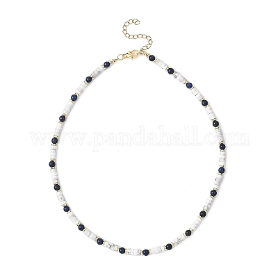 Ожерелья из круглых бусин хейши из натурального лазурита и натурального хаулита NJEW-JN05662-1