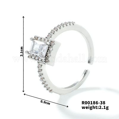 Модные открытые манжеты унисекс из латуни с микропаве и прозрачным фианитом VA2990-3-1