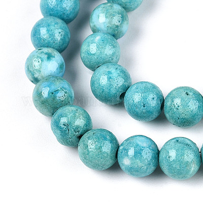 Окрашенные синтетические нити окаменелых бусин G-T139-6mm-66F-1