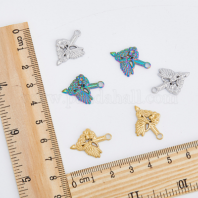 18 шт. 3-х цветные подвески из нержавеющей стали 304 со стразами STAS-DC0013-35-1