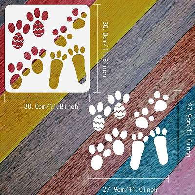 Caitzr Easter Bunny Footprint Stencil Wooden Bunny Tracks Template
