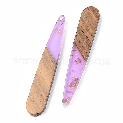 Подвески из прозрачной смолы и ореха X-RESI-S389-039A-B01-1