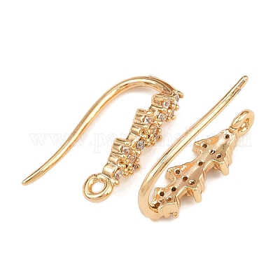 Треугольные серьги-крючки с микропаве из прозрачного кубического циркония из латуни KK-A274-12G-1