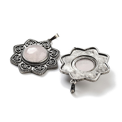 Подвески из натурального розового кварца и латуни G-K338-09AS-07-1