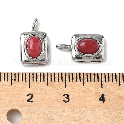 Прямоугольник из натурального окрашенного белого нефрита с овальными подвесками STAS-L022-516P-03-1