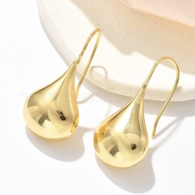 Серьги-подвески из латуни в форме слезы EJEW-B132-07G-1