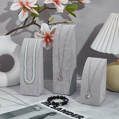 3 шт. 3 размера вертикальных подставок для ожерелий из МДФ NDIS-WH0023-001B-1