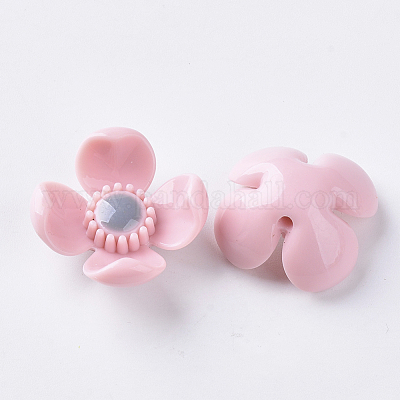不透明なアクリルビーズ 花 ミックスカラー 27~28x24x13mm 穴:2mmの
