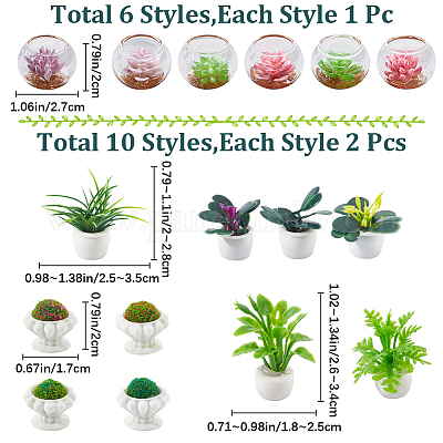 26 шт. 16 стиля смоляных цветочных горшков для украшения DJEW-GF0001-67-1