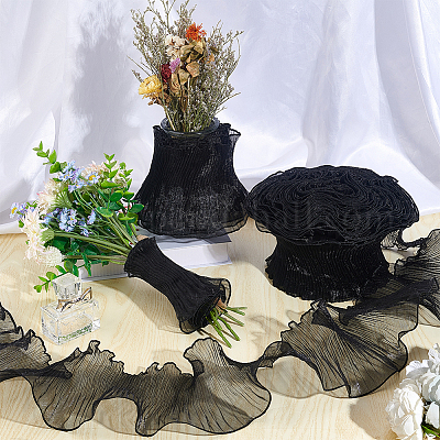 Плиссированная кружевная лента из полиэстера OCOR-WH0079-45A-1