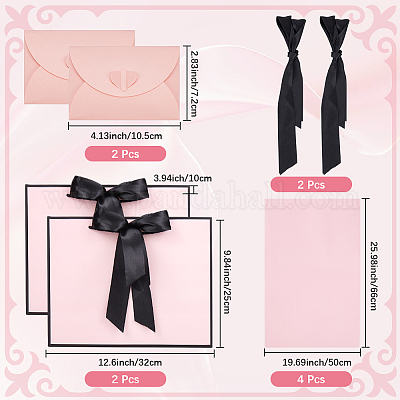 2 шт. прямоугольные бумажные подарочные пакеты с ручками для хранения и лентами ABAG-SP0001-05F-1