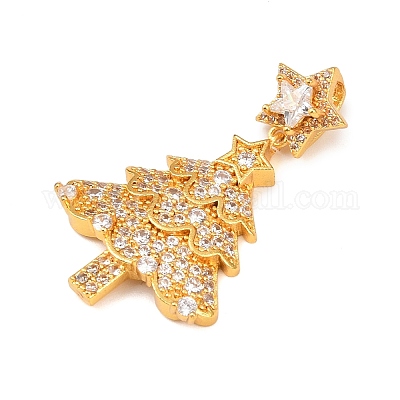 Рождественские латунные подвески с микропаве из фианита KK-F922-01G-1