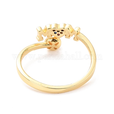 Кольцо-манжета с кубическим цирконием в виде сердца мамы на день матери RJEW-C004-15-RS-1