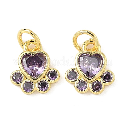 Подвески с отпечатками лап из латуни и кубических цирконий KK-I355-17G-02-1