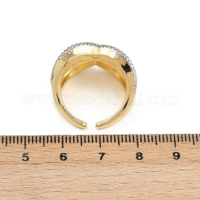 Латунные микро проложить манжеты кольца кубического циркония RJEW-D326-04G-1