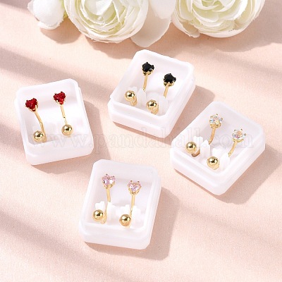 Серьги-гвоздики в форме сердца из нержавеющей стали 304 EJEW-F396-04A-G-1