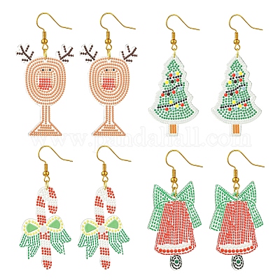 4 шт. рождественские латунные серьги-подвески для женщин EJEW-FS00055-1