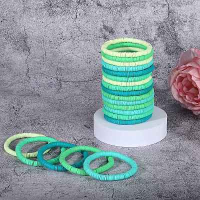 20шт 5 цвета полимерная глина Heishi Surfer стрейч браслеты набор BJEW-SW00132-1