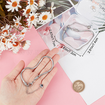 3 шт. браслеты-цепочки в виде змейки из европейской нержавеющей стали 304 STAS-BBC0004-60-1