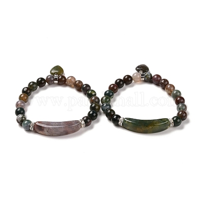 Натуральный индийский агат бисер шарм браслеты BJEW-K164-B10-1