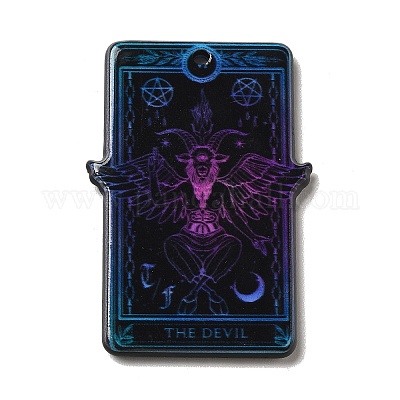 両面プリントアクリルパーツ  ハロウィンモチーフ  悪魔のタロット  タロット  39x22.5~27x3.5mm  穴：1.5mm&nbsp;MACR-M022-02C-1