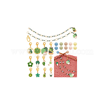 Тема зеленых растений наборы инструментов для вязания своими руками HJEW-NB00149-1