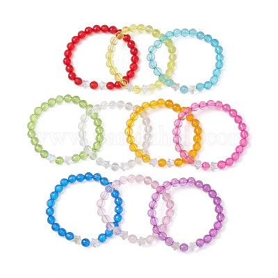 Set di braccialetti con perline di vetro pastello fatti a mano: braccialetti elastici impilabili - Italia