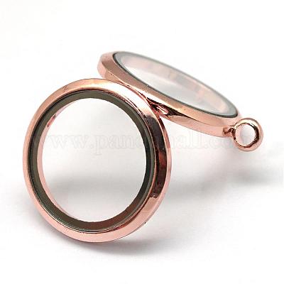 Плоский круглый стеклянный сплав магнитная фоторамка живая память с плавающей медальона подвески PALLOY-S046-01RG-1