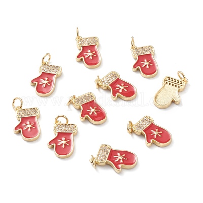 Подвески из латуни в рождественском стиле с микро-паве и прозрачным цирконием класса AAA ZIRC-Z008-01G-1