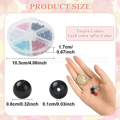 90шт. набор из 6-х цветных бусин кошачий глаз CE-YW0001-01-1