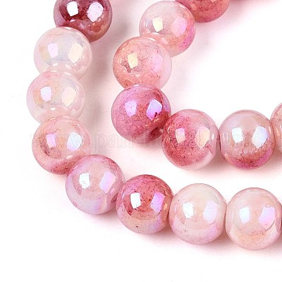 Гальванические непрозрачные стеклянные бусины EGLA-T026-8mm-05K-1