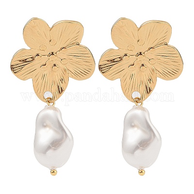 Серьги-гвоздики из нержавеющей стали 304 в форме цветка EJEW-Z065-13G-1