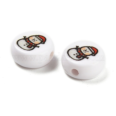 Непрозрачные акриловые бусины с рождественской тематикой OACR-R004-01G-1