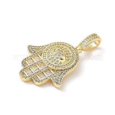 Латунные микропаве прозрачные подвески с фианитом KK-B141-04G-04-1