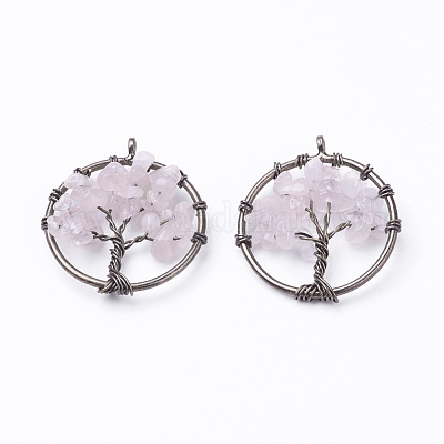 Природного розового кварца подвески G-E419-08R-1