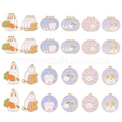 30шт 6 стиля подвески из сплава с эмалью ENAM-CJ0001-120-1