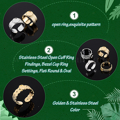 4 шт. 4 стиля фурнитуры для открытых манжет из нержавеющей стали 304 STAS-UN0057-71-1