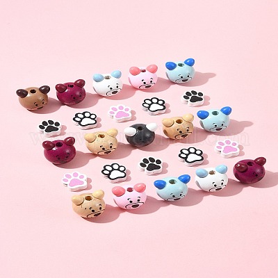 40шт 10 стиля натуральных деревянных бусин WOOD-FS0001-35-1