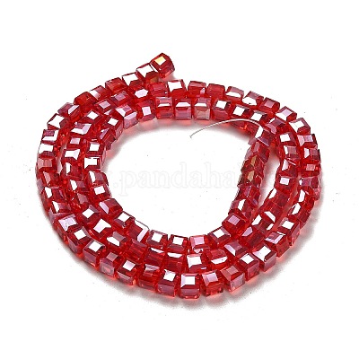 Стеклянные бусины с гальваническим покрытием  EGLA-D018-6x6mm-27-1