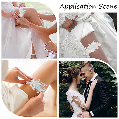 3d цветочные эластичные свадебные подвязки из полиэстера и кружева AJEW-WH0470-03A-1