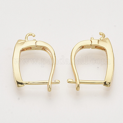 Серьги-кольца из латуни с микропаве из кубического циркония с застежкой сзади KK-T048-033G-NF-1