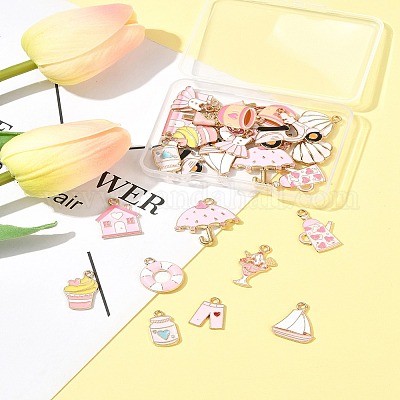 28 шт. 14 стиля подвески из сплава и эмали на тему пляжного отдыха ENAM-FS0003-34-1