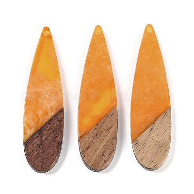 Большие подвески из смолы и дерева WOOD-F015-08H-1