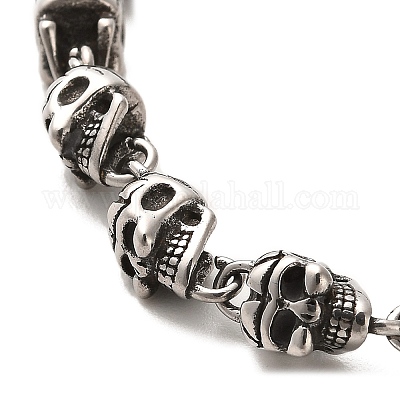Браслеты-цепочки с черепами из нержавеющей стали 304 BJEW-E094-03AS-1