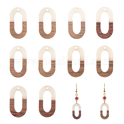 Подвески из смолы и дерева&nbsp;RESI-OL0001-04B-1