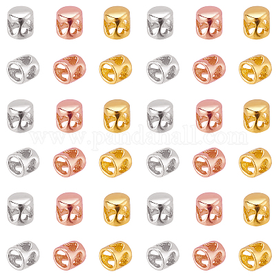 Wholesale PH PandaHall 4 Color Heart Spacer Beads 40pcs Metal Gold