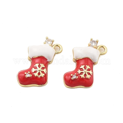Рождественские тематические латунные подвески с микропаве и кубическим цирконием KK-L228-30A-G-1